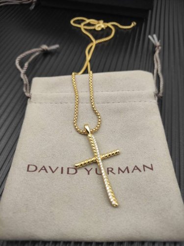 david Yurman 金色带钻十字架项链 链条粗2Mm 长度45+5Cm延迟链 编号Dyxl-165