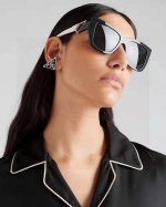 prada普拉达 2025款欧美高端女士方框显瘦百搭太阳眼欧洲站网红街拍 防晒墨镜