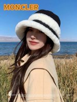 蒙口monocler 渔夫帽女2024新款秋冬大头围显脸小毛绒帽子加绒加厚高级感护耳帽