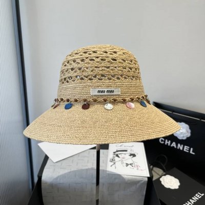 miumiu缪缪新款拉菲草帽 头围57Cm