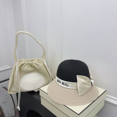 跑量80 miumiu～新款草帽 时尚蝴蝶结即特别又优雅