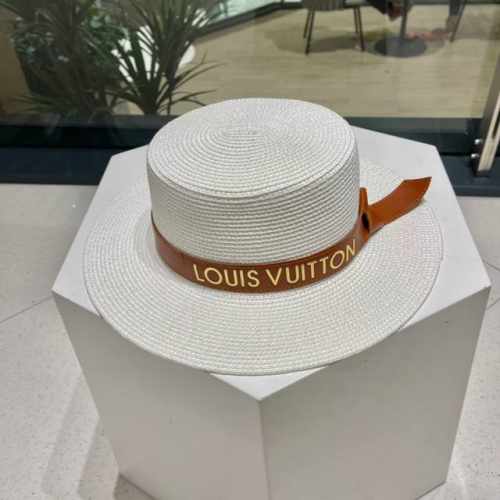 Lv路易威登 新款小香度假风平顶草帽，旅行必备，超好搭配，赶紧入手！