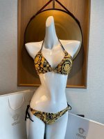 范思哲新款比基尼分体泳衣套装 印花吊带内衣+三角内裤 S M L Xl