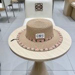路易威登Louisvuitton田园风小清新花朵编织草帽平顶太阳帽2025大檐遮阳海边度假防晒帽