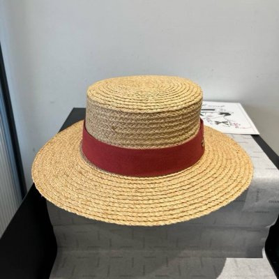 巴黎世家新款平顶拉菲草帽 头围57Cm