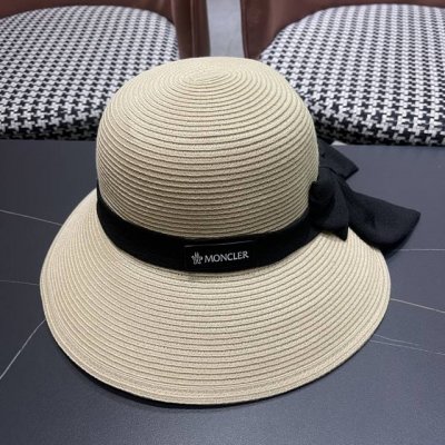 蒙口Moncler帽子女春夏韩版潮优雅蝴蝶结草编渔夫帽 夏遮阳草帽