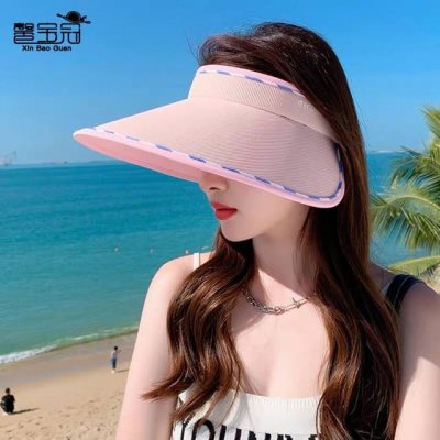 p80 Burberry巴宝莉 夏季防晒帽子女防紫外线百搭太阳帽韩版 遮脸大帽檐遮阳空顶帽