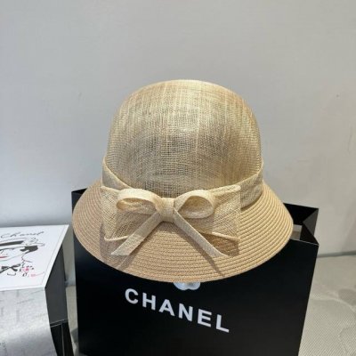 chanel香奈儿麻纱帽 高级盆帽 头围57Cm