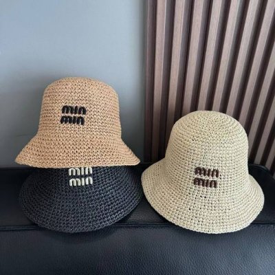 特批 70 miu* 春夏草编渔夫帽