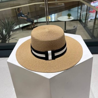 Dior迪奥新款草帽 平顶桶帽 黑白 米卡其头围57Cm
