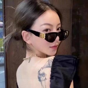 Balenciaga巴黎世家 黑色墨镜双B街拍 女夏季太阳镜Ins2025年新款嘻哈复古时尚高级感防紫外线