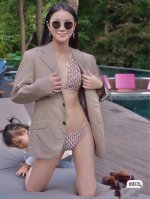 Dior新款比基尼泳衣~字母印花吊带背心带钻五金装饰文胸内衣+三角裤两件套装， S.M.L Xl