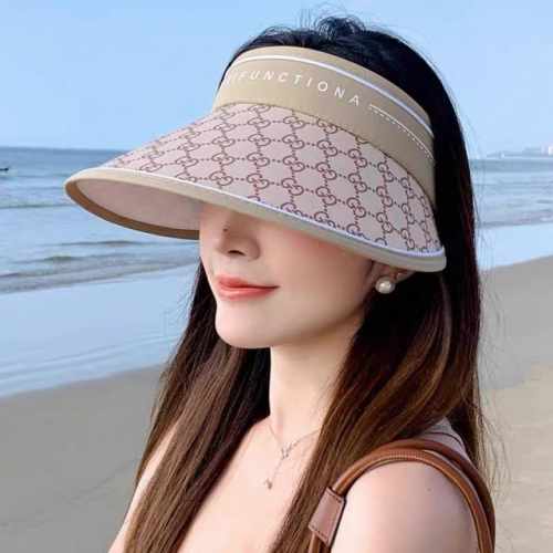 p80 古奇棒球帽Gucci2025新款防晒帽空顶大帽檐遮阳帽女防紫外线 夏天户外太阳帽子透气