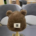 P80香奈儿Chanel 国潮子女秋冬可爱渔夫帽大头围毛绒保暖帽