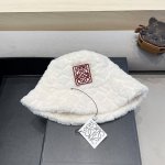 罗意威loewe渔夫帽女2新款秋冬季毛绒冷帽子大头围显脸小加厚保暖鱼夫盆帽