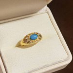 170 a5644 独立设计师款 今夏最火爆的“网红”蓝 蓝松石 黄金戒指 新品出不停～ 通体925纯银镶嵌工艺 质感和保色都是一流！ 高端定制 天然材质稀贵