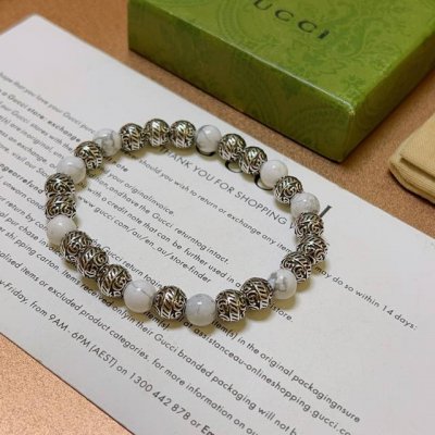 新品发布 古驰手链奢华古驰手串 白砗磲手链水晶男女同款 最新款全件串珠手链档次更高明星同款Anger Forest系列双G复古古驰手链 尺寸:16-24厘米 细