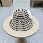 prada普拉达草帽女夏季新款日系复古格纹遮太阳防紫外线显脸小渔夫镂空透气凉