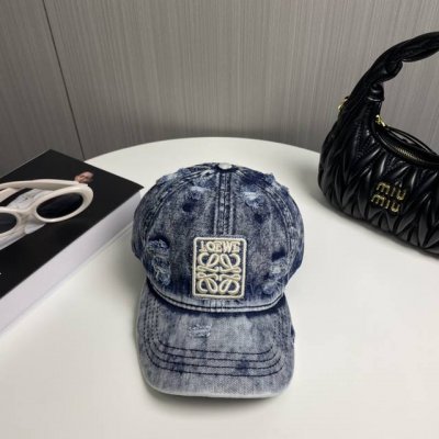 loewe罗意威新款洗水牛仔棒球帽 经典罗意威刺绣标志 男女同款 百搭透气 四季可佩戴