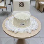 路易威登Louisvuitton 质感高级 日系优雅珍珠蕾丝花边草帽女2025春季新款宽檐显脸小