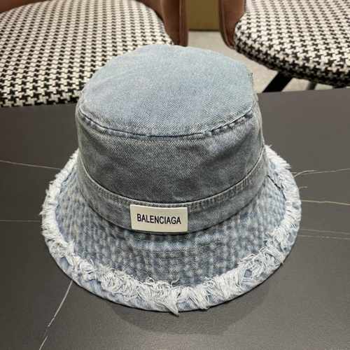 Balenciaga巴黎世家潮新款 潮毛边牛仔渔夫帽女春秋季复古水洗直筒帽 显脸时尚盆帽帽