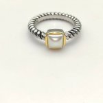 上新。David Yurman 6Mm肥四方珍珠戒指 尺寸：美号，6-7-8-9，四个号 编号Dyjz-055