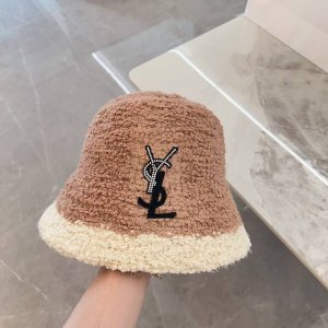 特 配防尘袋 Ysl圣罗兰 2024秋冬毛绒拼色羊羔毛简约渔夫帽 经典百搭休闲～洋气好看！