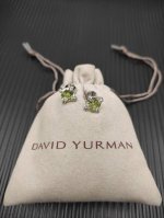 david Yurman主石8Mm四爪镶绿钻耳钉 编号 Dyeh-128