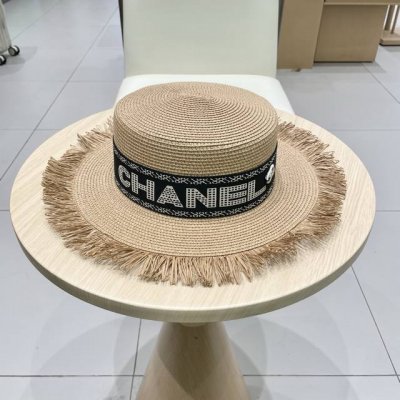 P90 Chanel香奈儿草帽，流苏平顶名媛风Pp草帽，头围57Cm
