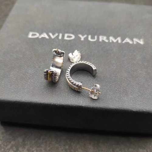 上新 David Yurman 11.4Mm银色带钻半环耳环。编号 Dyeh-071