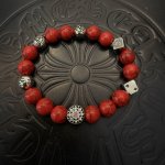 新款 专柜品质 Chrome Hearts克罗心 经典复古多元素红松石手链手串 凹凸造型不同的花纹设计风格 呈现出与众不同 十字架 童军花是克罗心的志 所以更经