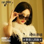 Louis Vuitto*欧美圆框墨镜女高级感时髦眼镜女士开车防紫外线拍照太阳镜潮装饰