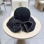 缪缪Miumiu夏季蝴蝶结防紫外线渔夫帽子女款2025新款户外遮阳帽大檐盆帽