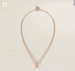 精工版本 9250 Hermes 爱马仕铆钉满钻项链亚金材质 手工铲钉镶嵌5A锆钻！18K白金色！带Logo 爱马仕项链 Ot扣头 双层项链