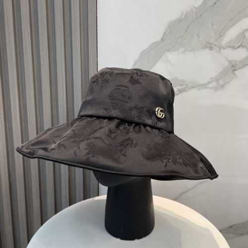 古驰 Gucci大帽檐防晒渔夫帽，夏季防紫外线海边度假沙滩太阳帽防晒遮阳帽简约网红款，头围57Cm