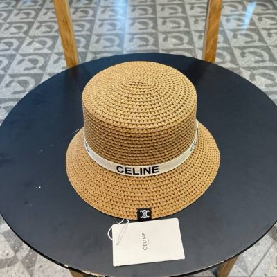 Celine赛琳 新款平顶草帽 纯手工钩织 高级定制 库存多 头围57Cm