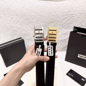 mont Blanc 全新万宝龙男士自动扣腰带 3.5Cm宽 牛皮材质轻盈 可自由裁剪 纯钢扣五金材质 商务男士的首选 满足日常所有场合