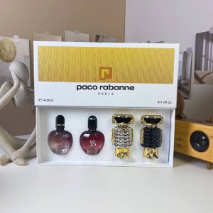 帕高机器人女士中样四件套30Ml×4个，带喷头，内含：金色机器人女士，黑色机器人女士，精纯Xs女士，Xs女士