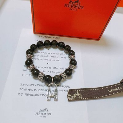 新品发布 Hermas爱马仕手链奢华爱马仕手串 黑玛瑙手链男女同款 最新款全件串珠手链档次更高明星同款Anger Forest系列H复古爱马仕手链 尺寸:16-