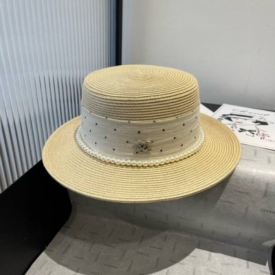 chanel香奈儿新款平顶礼帽 台湾pp草 头围57Cm