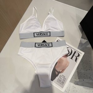 versac*新款织带比基尼分体泳衣套装 黑色白色ＳＭＬ