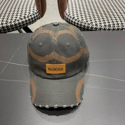 Balenciaga巴黎世家2025复古水洗棒球帽女大头围春夏涂鸦软顶百搭鸭舌帽 宽帽檐显脸小帽子