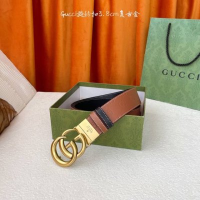 gucci新款压花腰带 一面经典压花一面进口平纹 搭配专柜精品旋转扣 两面可用 宽3.8Cm