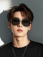 lv 男款炫彩飞行员偏光太阳镜 材质：高清尼龙加厚卡槽高清偏光镜片 无边框镜架颜型号：L78903