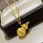 a5987 古法黄金工艺 拉丝葫芦 项链 葫芦自古就有“福禄吉祥”的寓意 高端 925银精工 镶嵌5A高碳钻 修饰脸型，很气质，超级推荐 质感十足 电镀厚金 粗