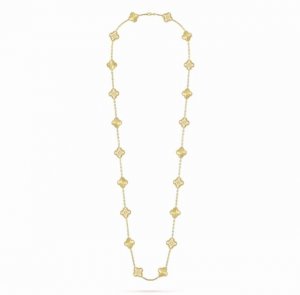 此款调价V金镀咪金 0000-1300Vca高级车花钻20花四叶草项链。Cleef&Arpels 四叶草 此系列设计灵动，线条流畅，易于佩戴。展现无限搭配的可能