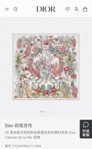 Sdo2510 18姆米双面 90X90Cm斜纹真丝 迪奥 Cabinet De La Mer