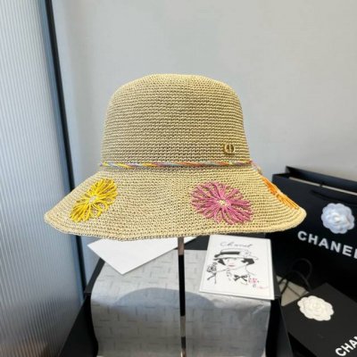 dior迪奥新款拉菲草帽 纯手工钩织遮阳帽 清新自然 头围57Cm