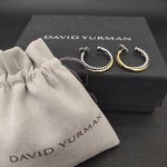 david Yurman 纽线圆柱分色耳环。 内径约2Cm 编号Dyeh-016