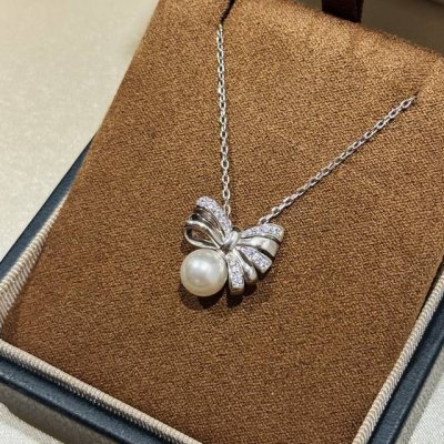 A4984 蝴蝶结 珍珠 项链甜美少女心爆棚 新款优雅高贵气质减龄神器 半钻蝴蝶结夏日必备单品，不褪色不过敏女神范 通体S925纯银材质，电镀18K真金层♀ 纯